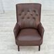 1970s, Danish armchair, original brown furniture leather.