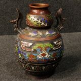 Pair of oriental metal vases from XXth century