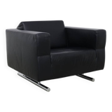Lounge Chair in Leather and Chrome by Molinari