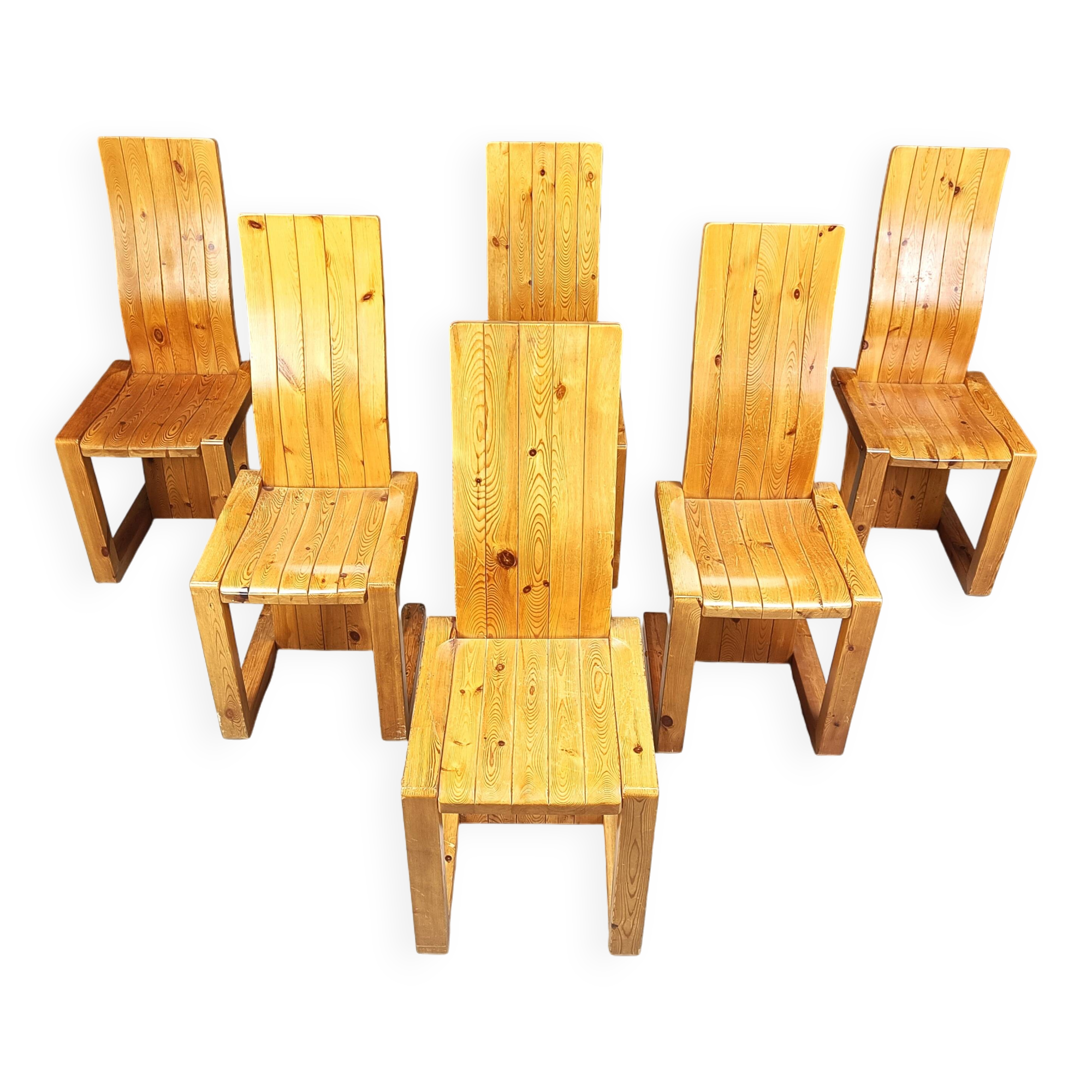 Vintage Finnish Pine wood dining chairs, 1970s