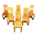 Chaises de salle à manger vintage en bois de pin finlandais, années 1970