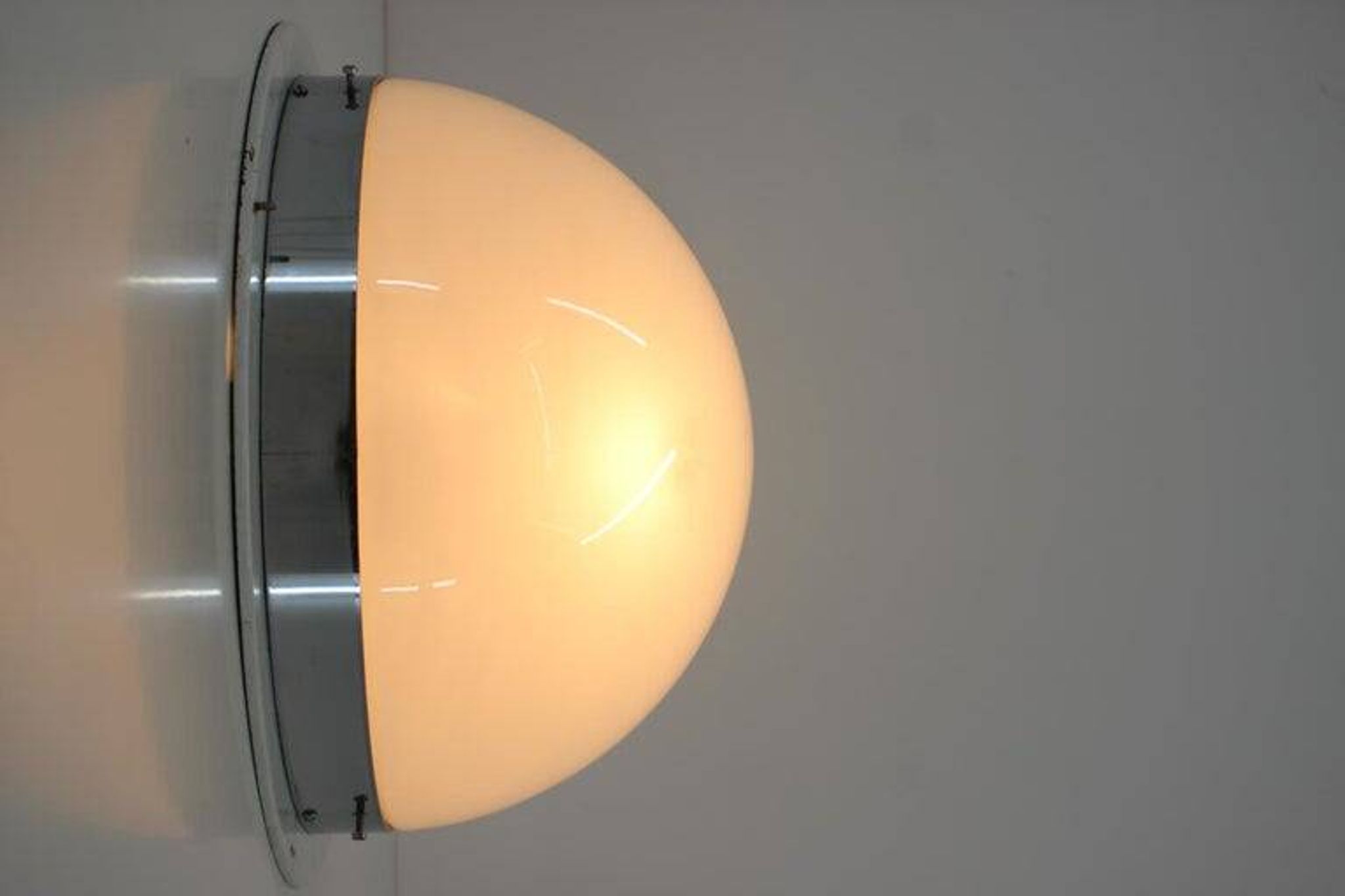 Unique set of six large Bauhaus chrome ceiling lamps/flush mounts, 1940s