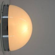 Unique set of six large Bauhaus chrome ceiling lamps/flush mounts, 1940s