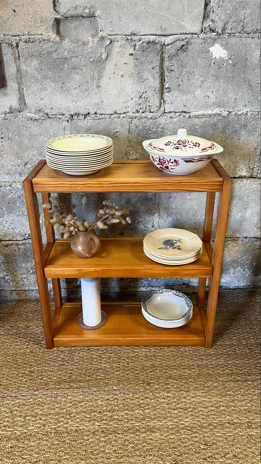 Vintage pine library shelves