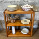 Vintage pine library shelves