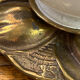 Lampe, forme de feuille, en bronze