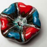 Colorful ceramic hexagonal ashtray in 1960s