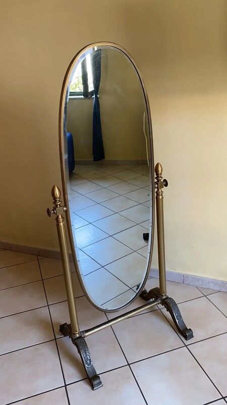 Golden brass psyche mirror