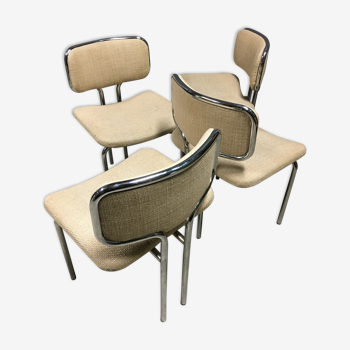 set of 4 1970's italian tubular dining chairs.
