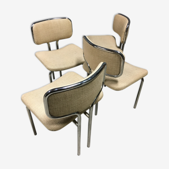 4 chaises de salle à manger tubulaires italiennes des années 1970.