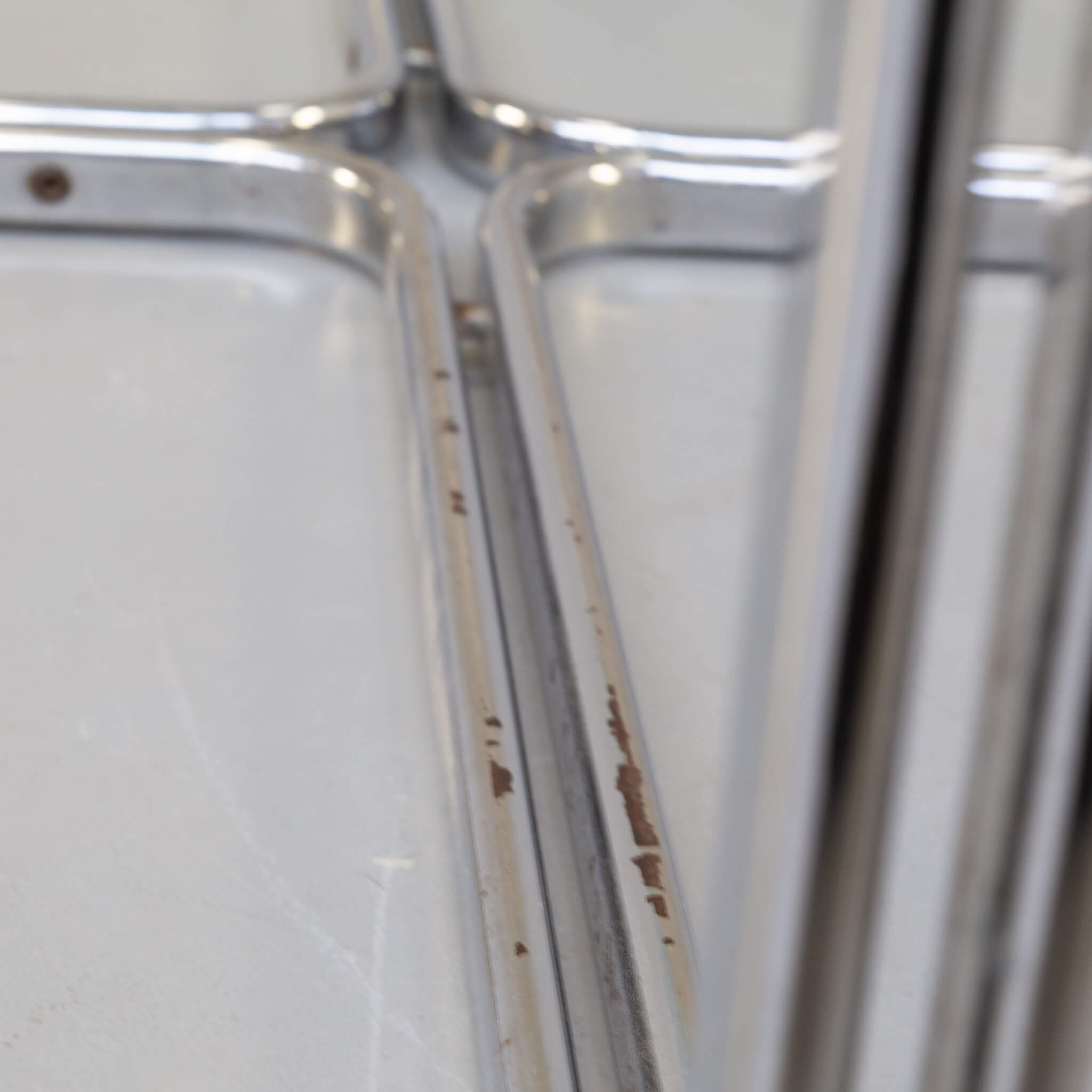 80s Chrome cross framed dining table glass table top