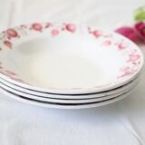 Set of 4 hollow plates, Céranord, apple pattern, vintage