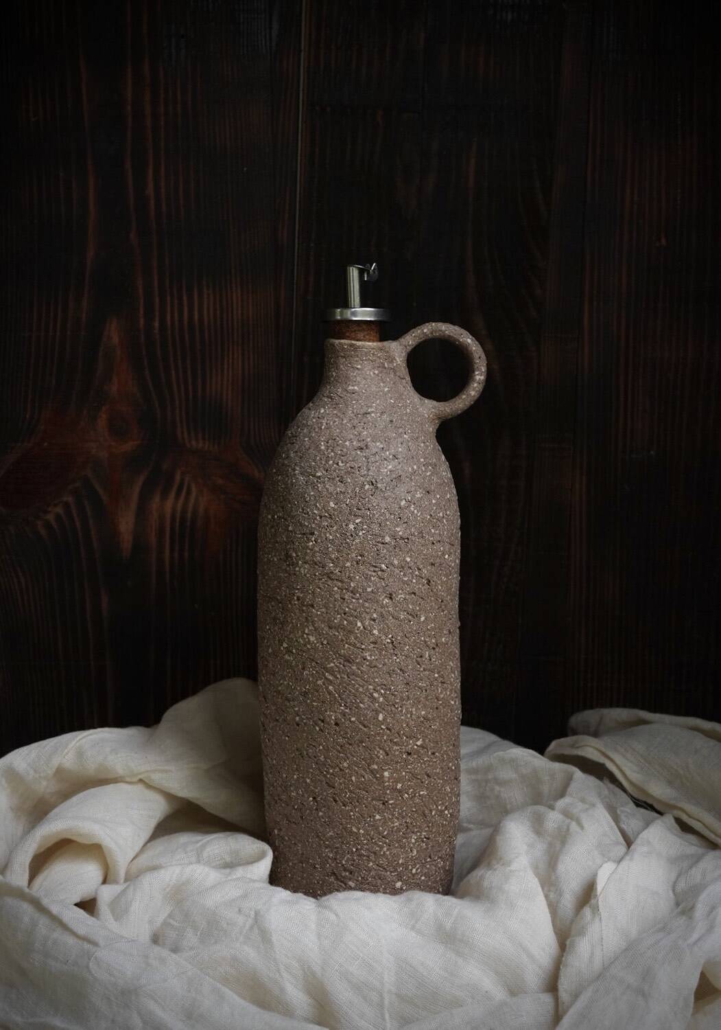 Bouteille à huile en grès