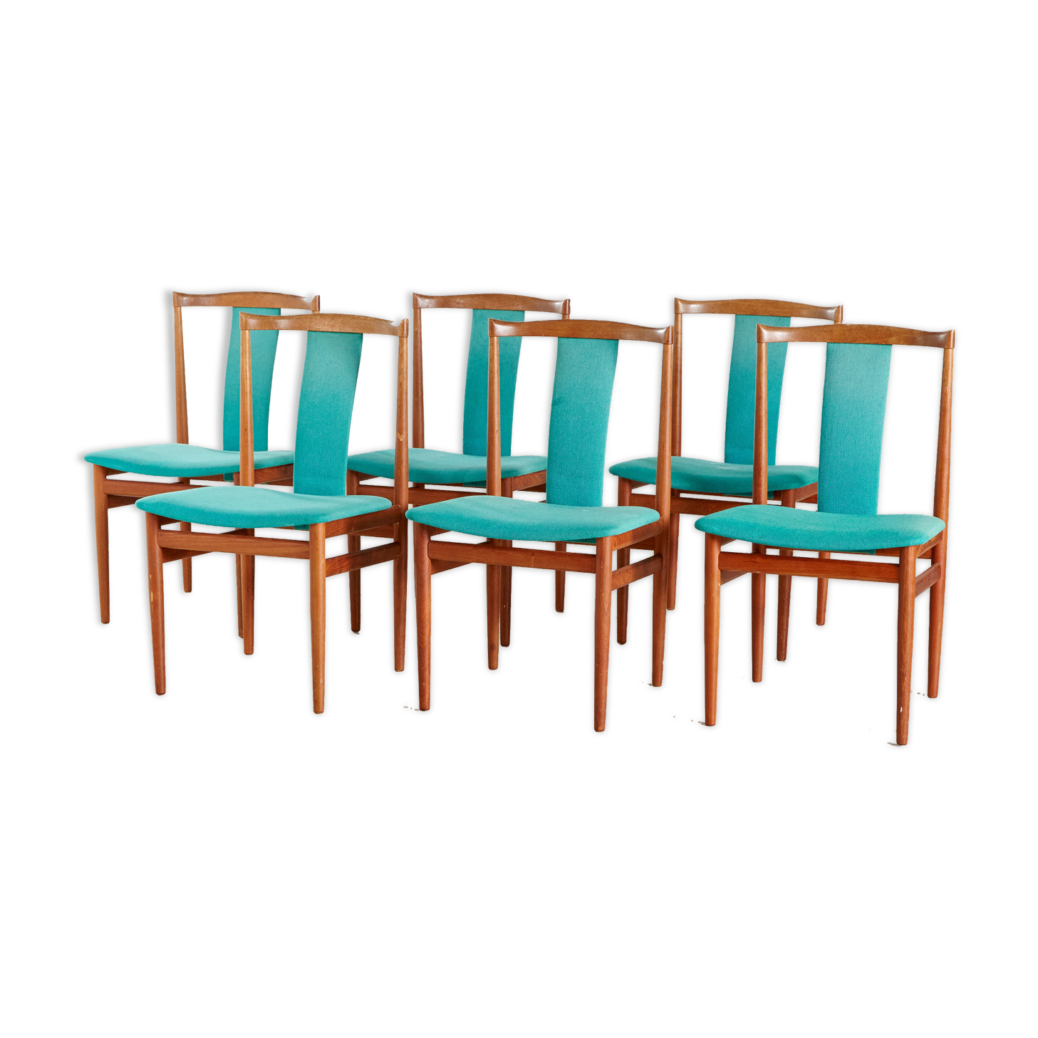 Ensemble de 6 chaises de salle à manger en teck Henning Sørensen pour Danex