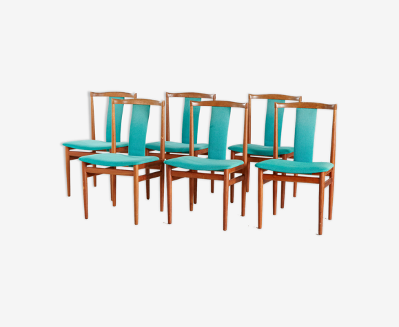 Ensemble de 6 chaises de salle à manger en teck Henning Sørensen pour Danex