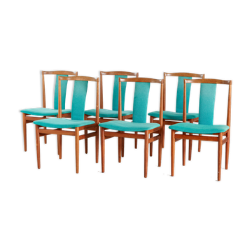 Ensemble de 6 chaises de salle à manger en teck Henning Sørensen pour Danex