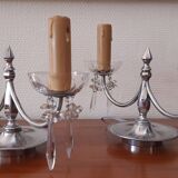 Pair of old table lamps with stamps