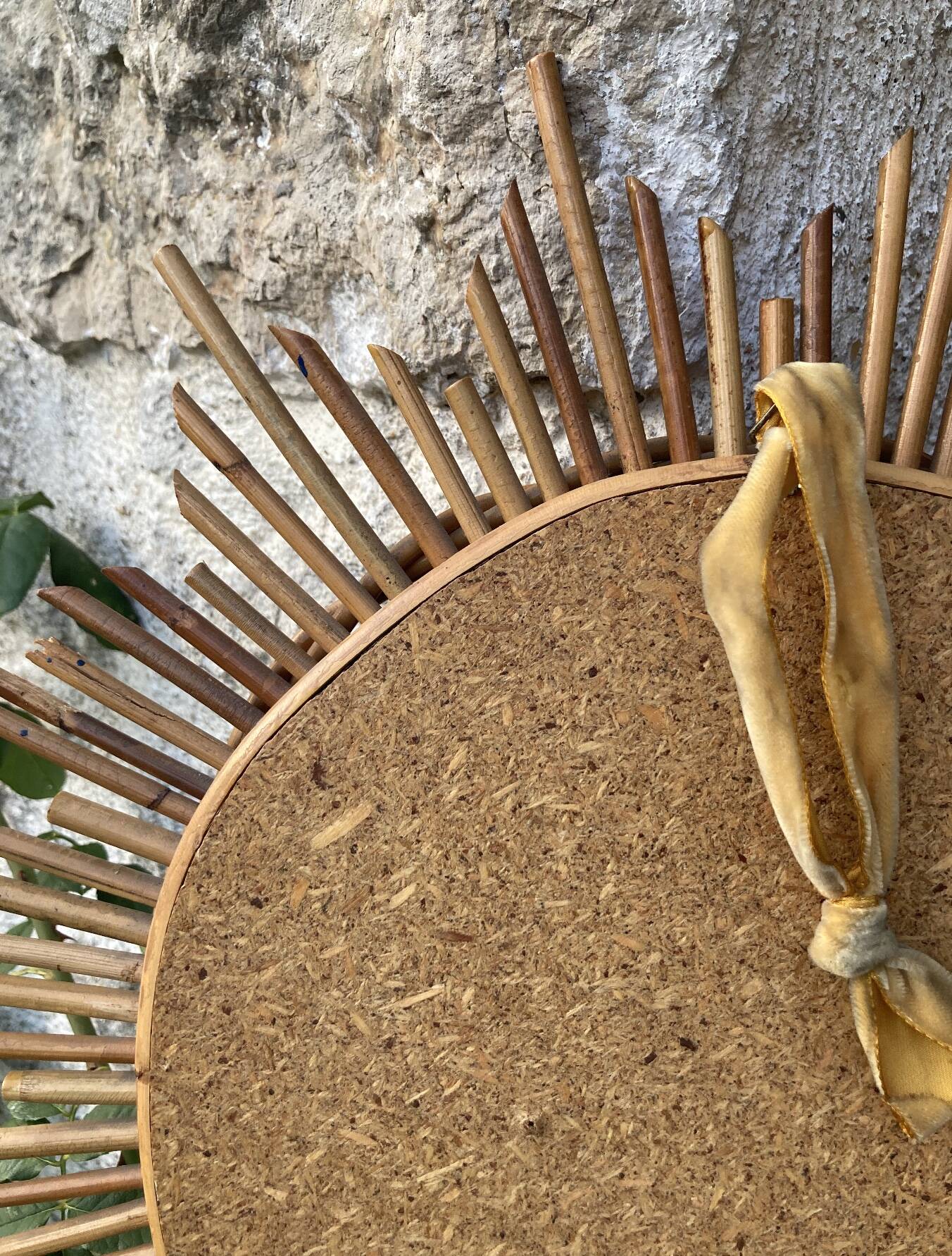 Vintage rattan sun mirror