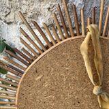 Vintage rattan sun mirror