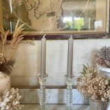 Pair of molded glass candlesticks