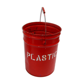 Poubelle bateau metal vintage rouge originale Inde
