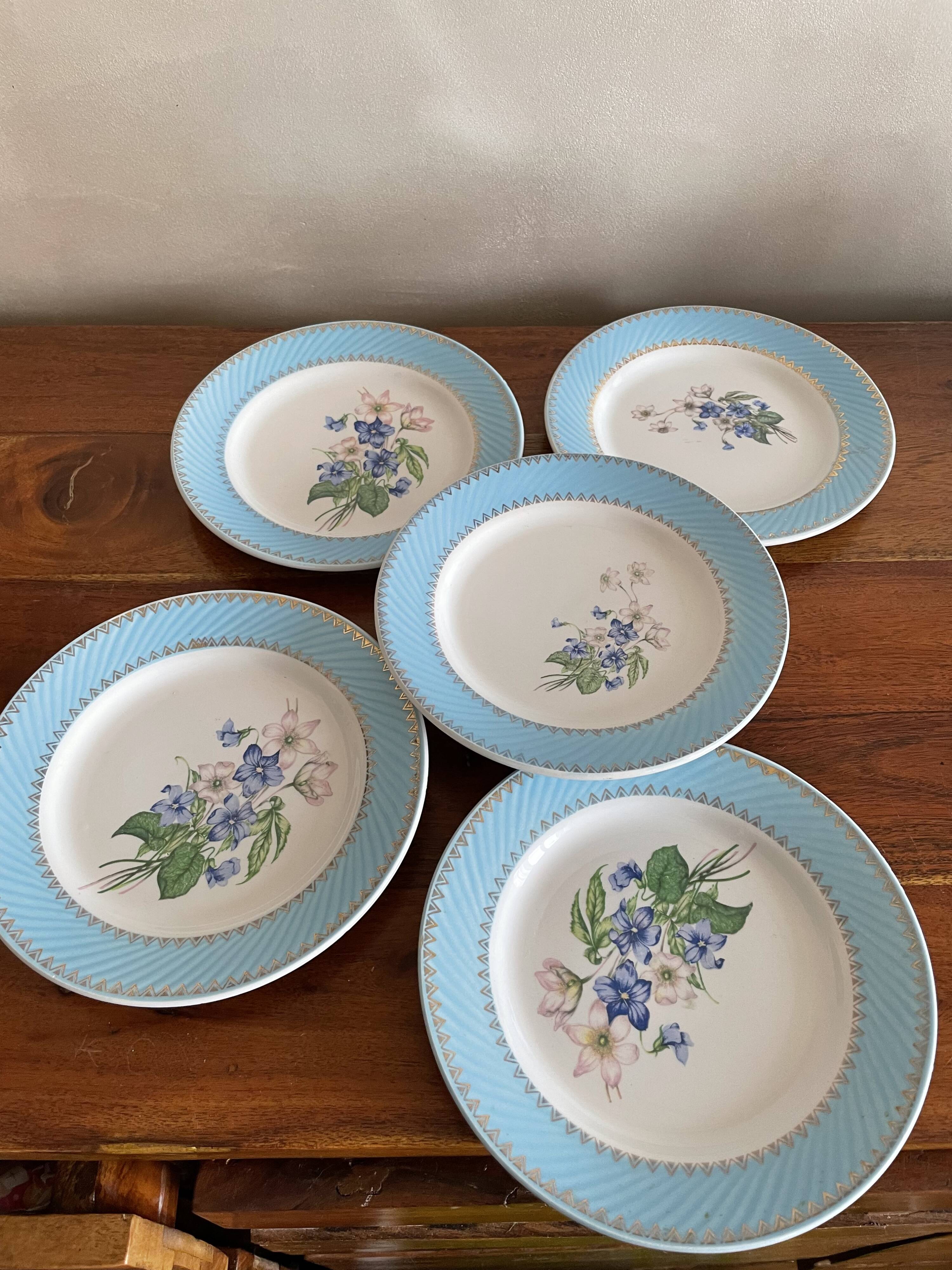 Cake dish and 5 dessert plates FB Limoges