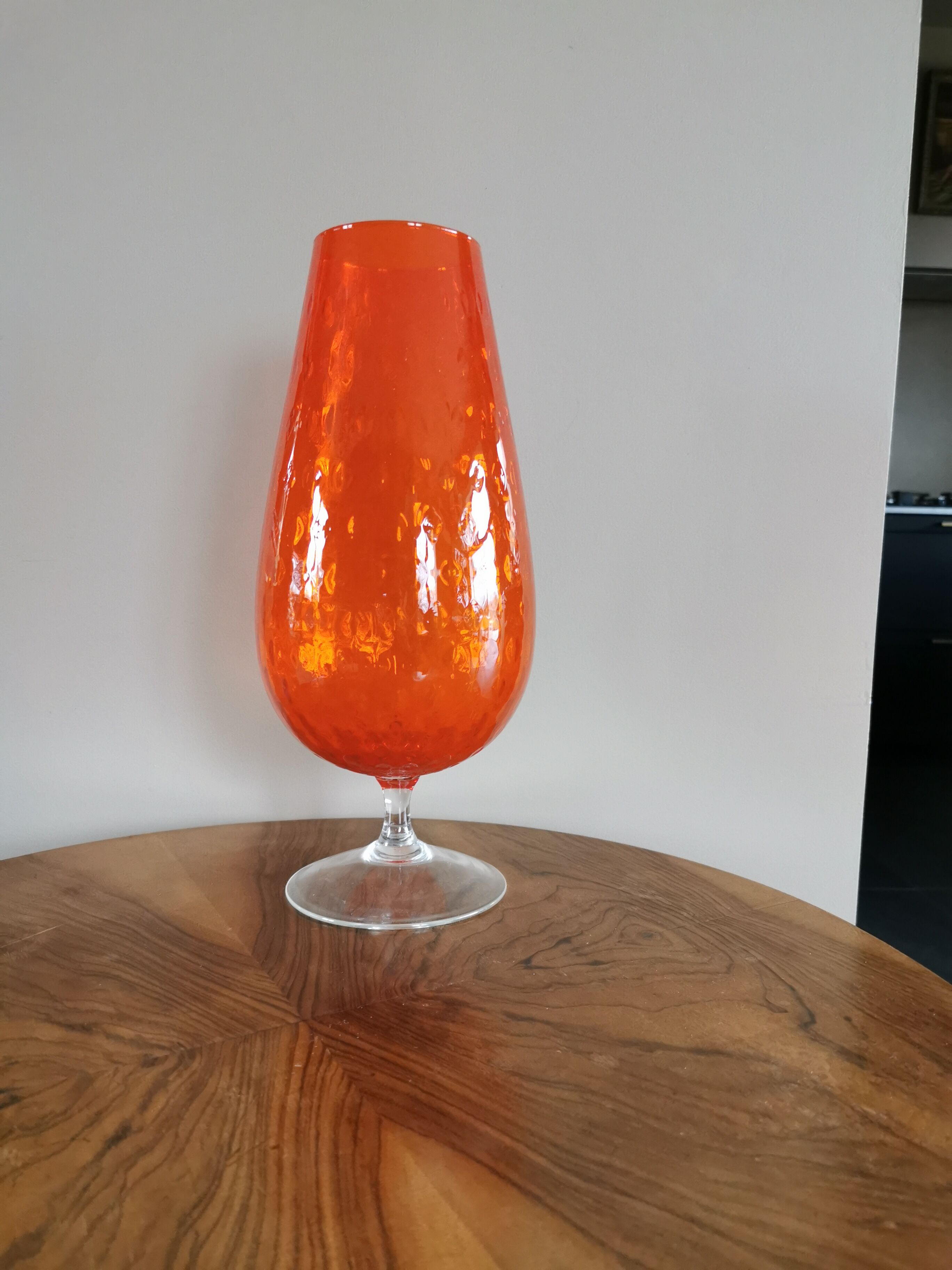 Vintage orange glass top vase