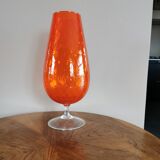 Vintage orange glass top vase