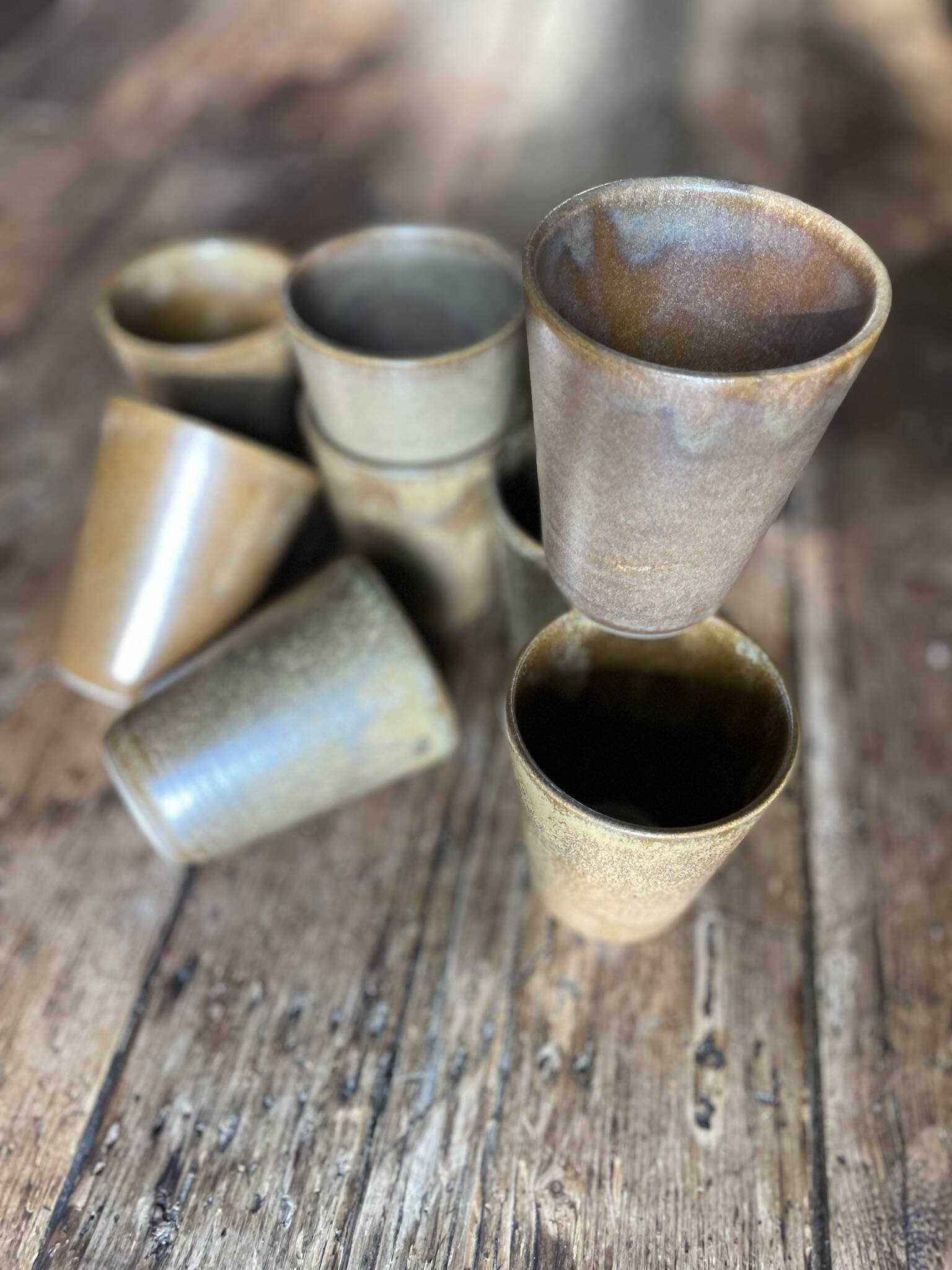 8 Digoin stoneware glasses