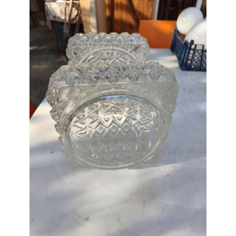 Pair of transparent glass ceiling lights from the 1960s.