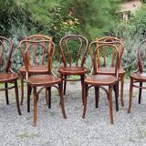 Lot 7 chaises bistrot en bois courbé 1900