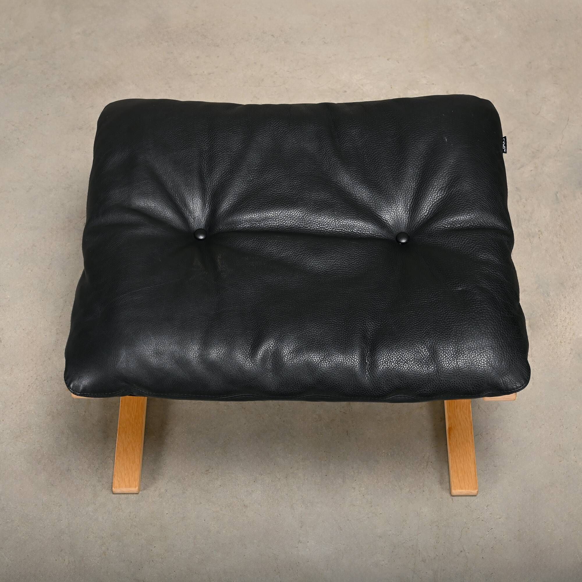 Ingmar Relling Siesta Lounge Chair and Ottoman in naturel Oak and Black Lea