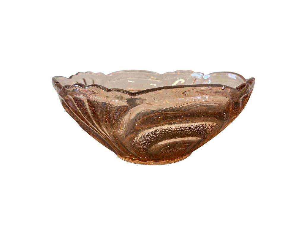 Vase art déco vintage en verre rose saumon