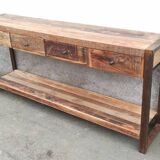 Console with 4 drawers in old wood