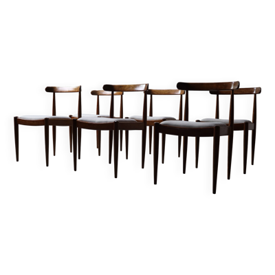 Ensemble de six chaises de salle à manger Alfred Hendrickx modèle 500 en palissandre,