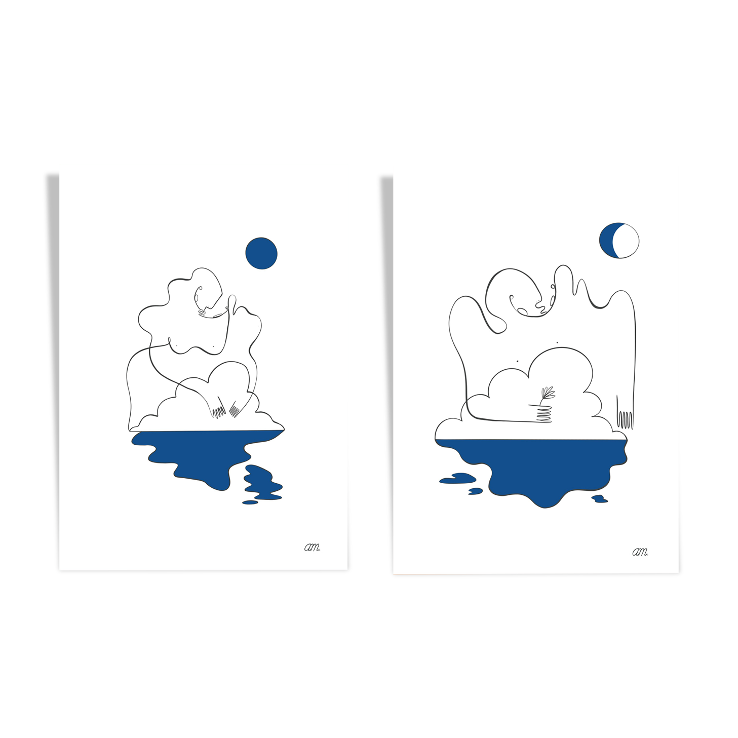Set of 2 illustrations: n°08 and n°10 of the collection "L'éveil"