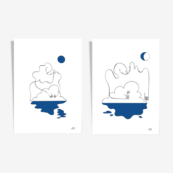 Set of 2 illustrations: n°08 and n°10 of the collection "L'éveil"