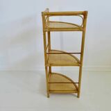 Corner shelf in bamboo rattan 60s 70s