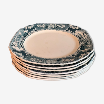 Set of 6 flat plates made of Maastricht ceramic