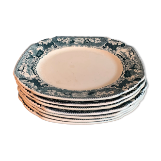 Set of 6 flat plates made of Maastricht ceramic