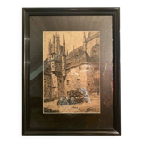 Encre de Chine originale, H. Boutin– vieux Nante (secteur cathédrale).