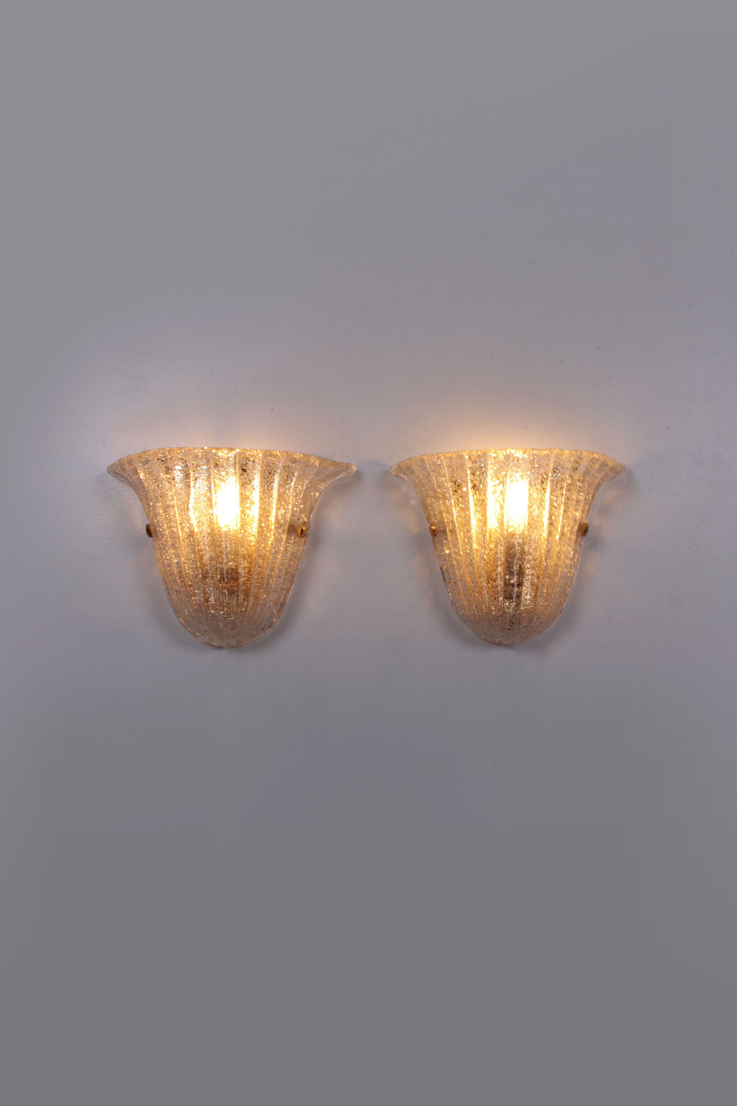Set of 2 Murano Glass wall lamps by Venini, 1970 Italy.