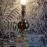 Travertine lamp foot and brass