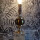 Pied de lampe travertin et laiton