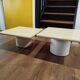 Vintage design nesting tables – lacquered wood & metal