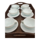 Set of 6 opaline Art Deco cups and 6 saucers.