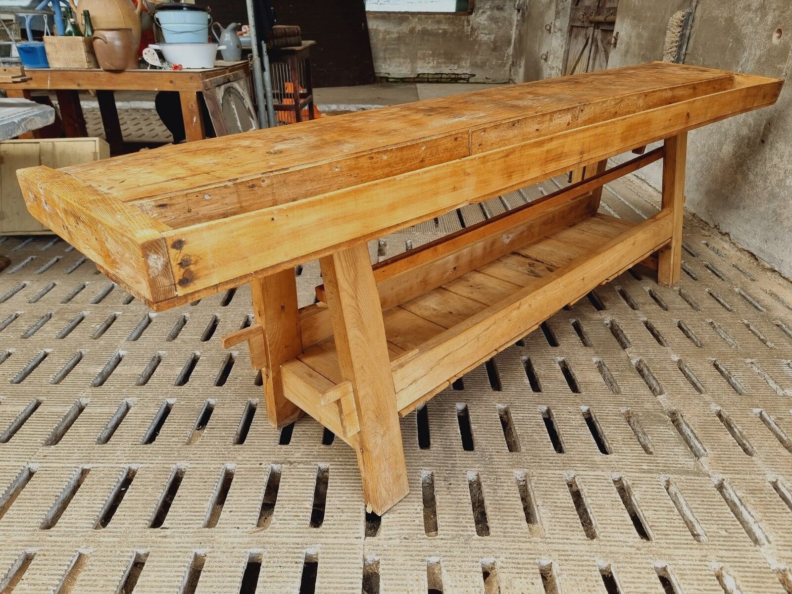 Old workbench XXL side table counter