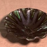 Vintage green and black glazed ceramic fruit cup