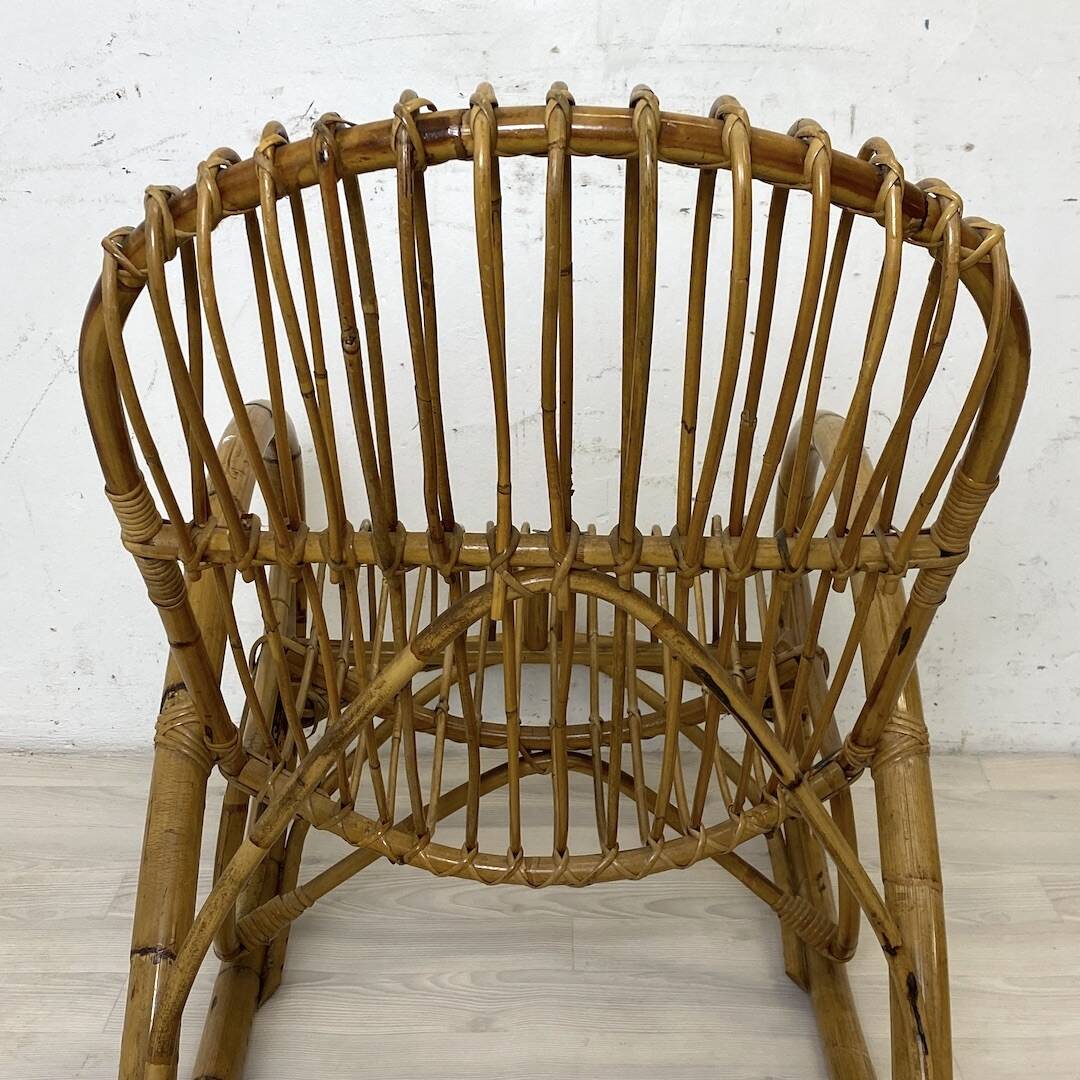 Vintage 1960s rattan rocking chair