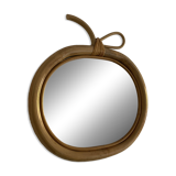 Vintage 1970s Apple Rattan Wicker Fruit Mirror - 35 x 32 cm